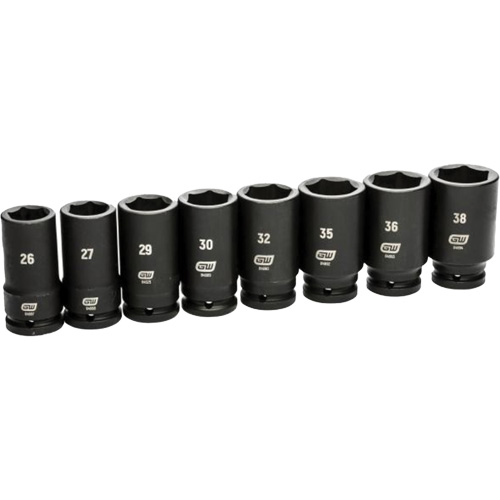 6 Point SAE Socket Set, 8 Pcs, Impact, 3/4" Drive Size, Deep Fastek