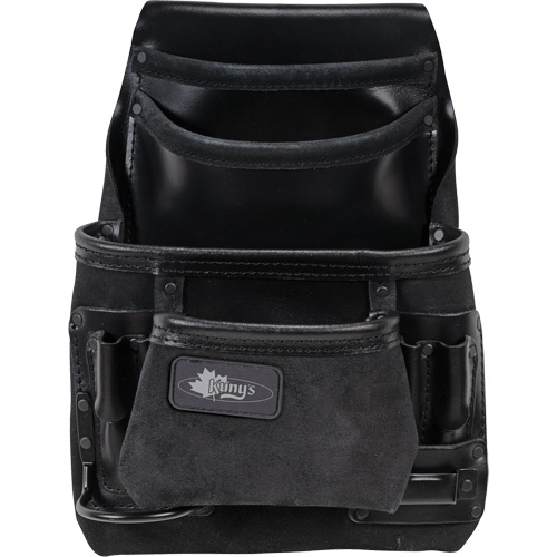 Phantom Collection Heavy-Duty Nail & Tool Bag, Leather, 10 Pockets, Black Fastek