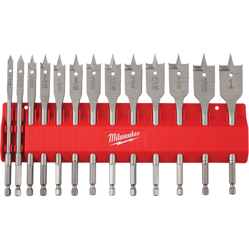 Flat Boring Bit Set, 13 Pieces, High Carbon Steel Fastek
