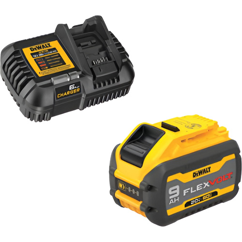 MAX FLEXVOLT Battery & Charger Kit, Lithium-Ion, 20 V/60 V, 9 Ah Fastek