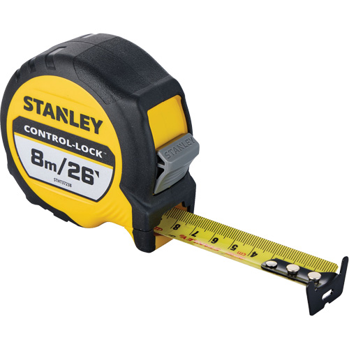 CONTROL-LOCK Tape Measure, 25 mm x 26'/8 m, Imperial & Metric Graduations Fastek