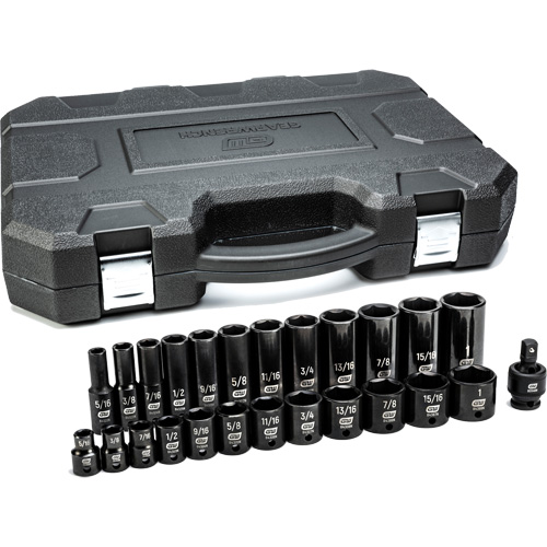 6-Point SAE Socket Set, 25 Pcs, Impact, 3/8" Drive Size, Deep Fastek