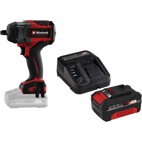 Cl&eacute; &agrave; chocs professionnelle sans fil avec batterie 4 Ah PXC et ensemble de d&eacute;part de chargeur, 18 V, Mandrin 1/2" Fastek