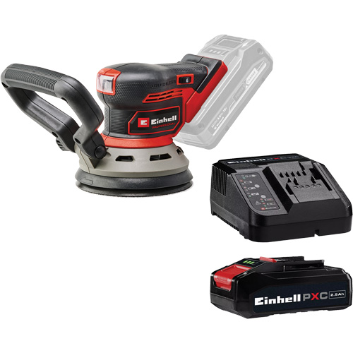 Professional Random Orbit Sander with 2.5Ah PXC Battery & Charger Starter Kit, 5" Sand Paper, 18 V, 6000 - 24000 OPM Fastek