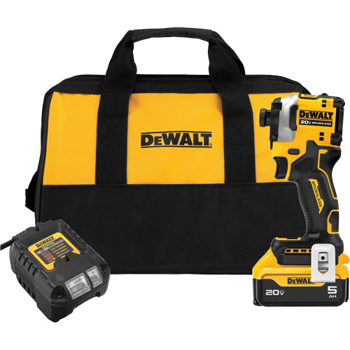 ATOMIC Brushless Cordless 3-Speed Impact Driver Kit, 1/4", 1825 in-lbs Max. Torque, 20 V, Lithium-Ion Fastek