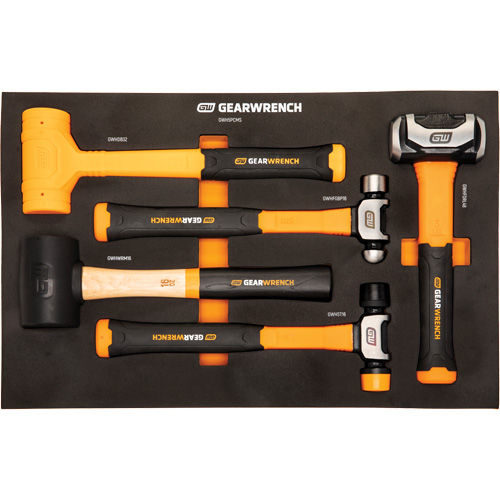 Mixed Hammer Set in Foam Storage Tray, 5 Pieces Fastek