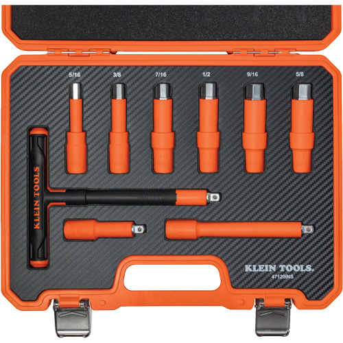 Insulated T-Handle & Hex Bit Set with Case, 1000 V, 9 Pcs Fastek