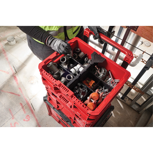 PACKOUT Low-Profile Crate, 15" x 18-5/8" x 6-5/8", Black/Red Fastek
