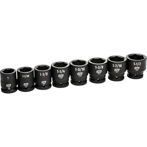 6-Point SAE Socket Set, 8 Pcs, Impact, 3/4" Drive Size Fastek