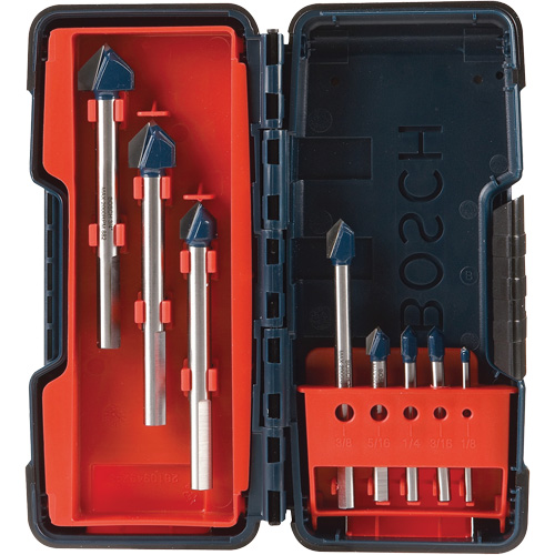 Glass & Tile Drill Bit Set, 8 Pieces, Carbide Fastek