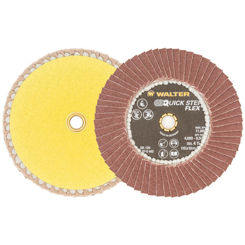 QUICK-STEP FLEX Flap Disc, 4-1/2" x Type 29, 120 Grit, Aluminum Oxide Fastek