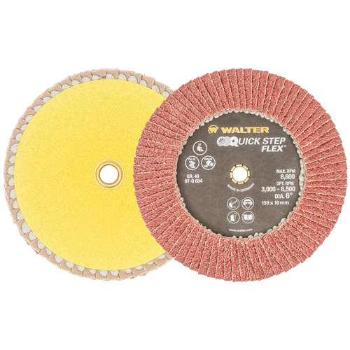 QUICK-STEP FLEX Flap Disc, 6" x Type 29, 40 Grit, Aluminum Oxide Fastek
