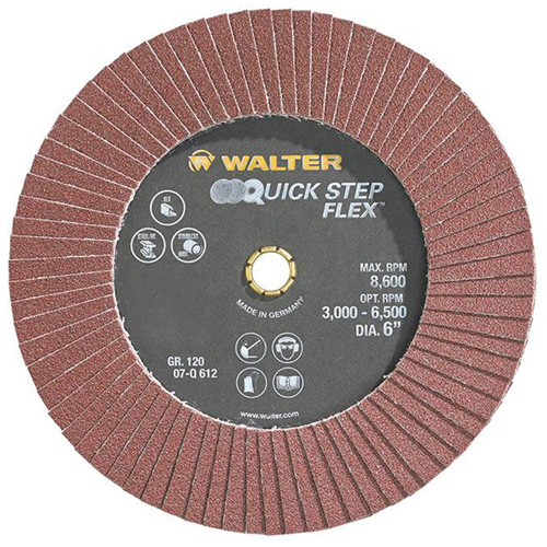 QUICK-STEP FLEX Flap Disc, 6" x Type 29, 120 Grit, Aluminum Oxide Fastek