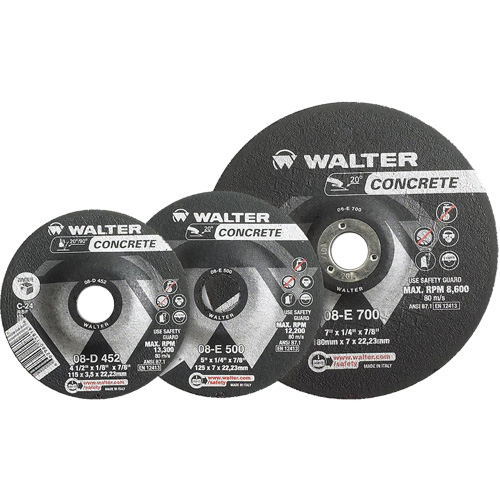 Depressed Centre Grinding Wheels - Concrete Type 27, 4-1/2" x 1/4", 7/8" Arbor, Type 27 Fastek