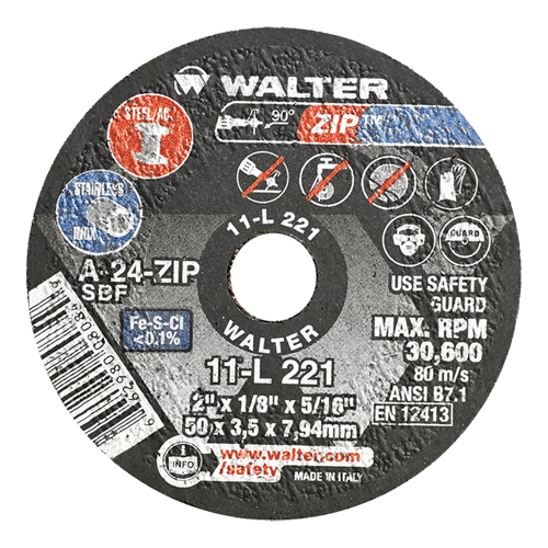 Portable Small Diameter Reinforced Cut-Off Wheels - Zip, 2" x 1/8", 5/16" Arbor, Type 1, Aluminum Oxide, 31000 RPM Fastek