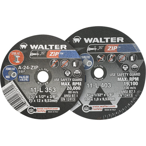 Zip Cut-Off Wheel, 4" x 1/4", 3/8" Arbor, Type 1 Fastek