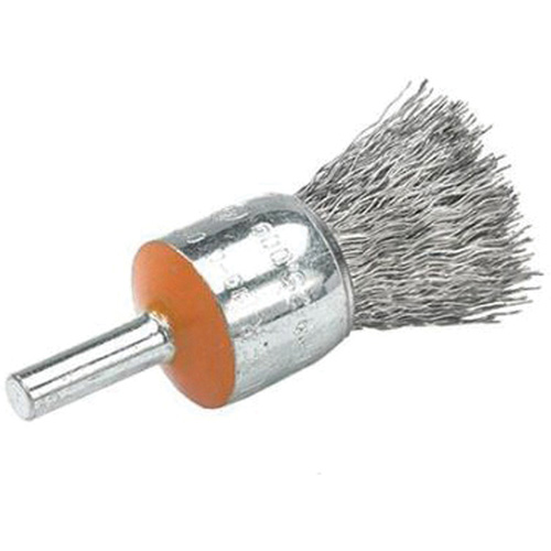 Mounted End Brush with Crimped Wires, 1/2", 0.01" Fill, 1/4" Shank Fastek