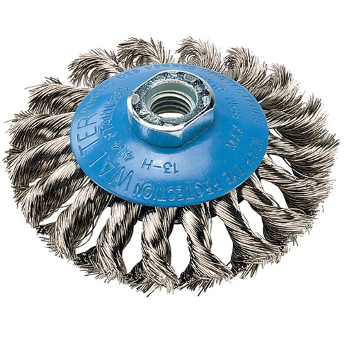Knot-Twisted Wire Saucer Cup Brush, 6" Dia. x 5/8"-11 Arbor Fastek