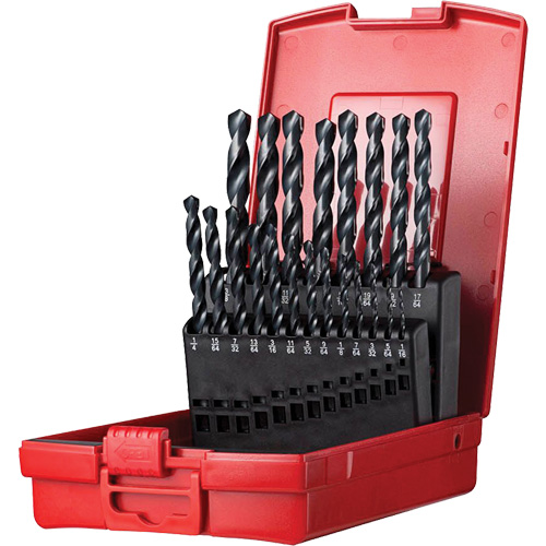 Jobber Length Drill Bit Set, 19 Pieces, High Speed Steel Fastek