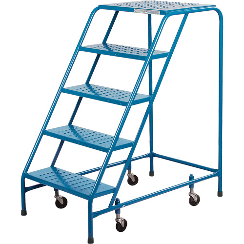 Rolling Step Ladder, 5 Steps, 18" Step Width, 46" Platform Height, Steel Fastek