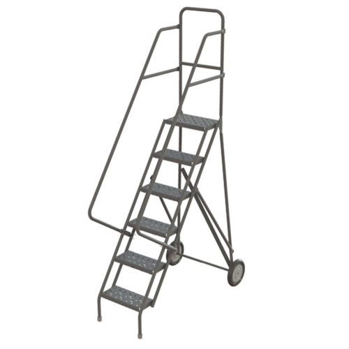 Steel Rolling Ladder, 6 Steps, 16" Step Width, 60" Platform Height, Steel Fastek