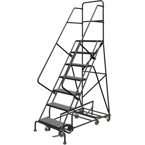 All Directional Rolling Ladder, 7 Steps, 24" Step Width, 70" Platform Height, Steel Fastek