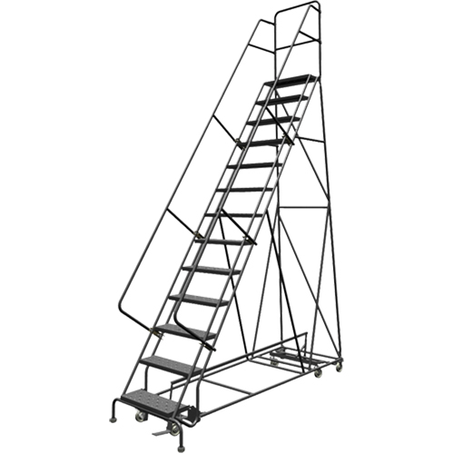 All Directional Rolling Ladder, 13 Steps, 24" Step Width, 130" Platform Height, Steel Fastek