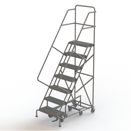 All Directional Rolling Ladder, 7 Steps, 24" Step Width, 70" Platform Height, Steel Fastek