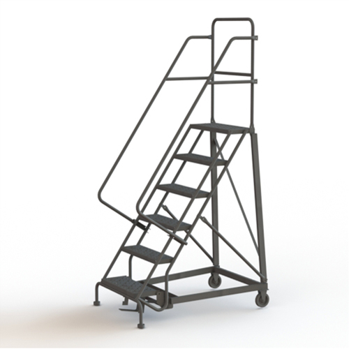 Heavy Duty Rolling Ladder, 6 Steps, 24" Step Width, 60" Platform Height, Steel Fastek