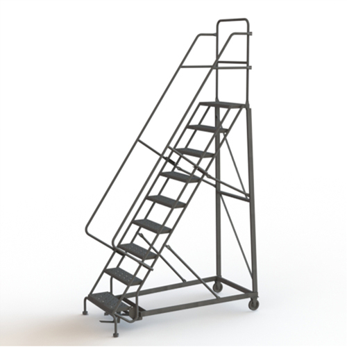 Heavy Duty Rolling Ladder, 9 Steps, 24" Step Width, 90" Platform Height, Steel Fastek