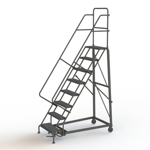 Heavy Duty Rolling Ladder, 8 Steps, 24" Step Width, 80" Platform Height, Steel Fastek