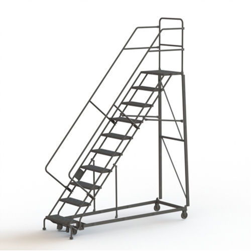 Heavy Duty Safety Slope Ladder, 10 Steps, Perforated, 50° Incline, 100" High Fastek