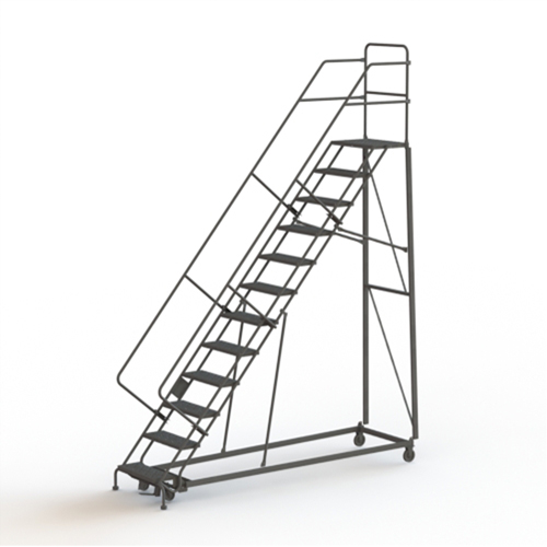Heavy Duty Safety Slope Ladder, 12 Steps, Perforated, 50° Incline, 120" High Fastek