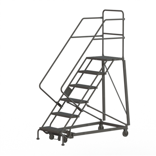 Heavy Duty Safety Slope Ladder, 6 Steps, Serrated, 50° Incline, 60" High Fastek