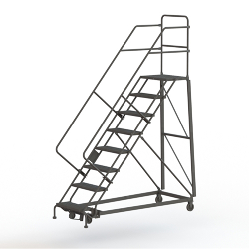 Heavy Duty Safety Slope Ladder, 8 Steps, Serrated, 50° Incline, 80" High Fastek