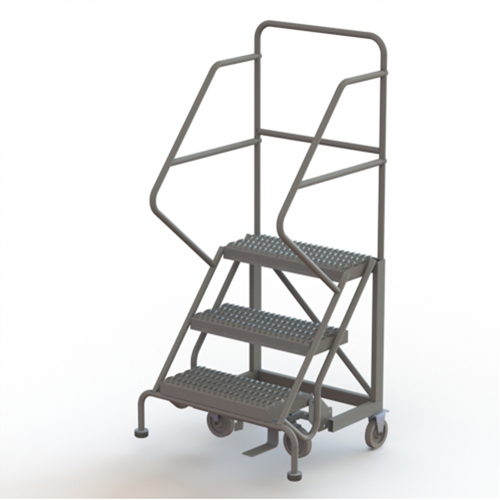 Safety Slope Rolling Ladder, 3 Steps, Serrated, 50° Incline, 30" High Fastek