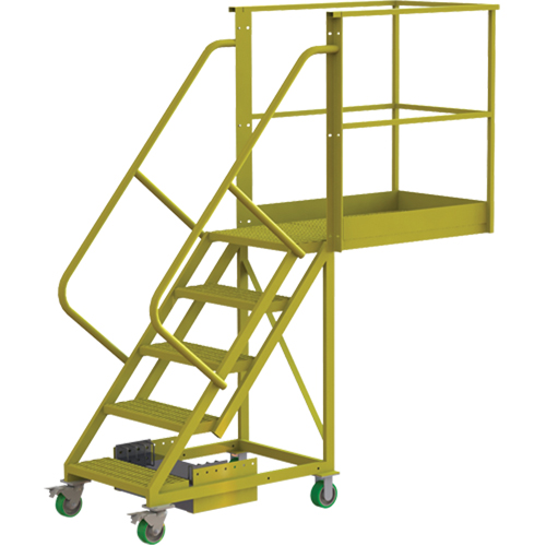 Cantilever Rolling Ladder, Unsupported, 5 Steps, 40" Platform Depth, 50" Platform Height Fastek