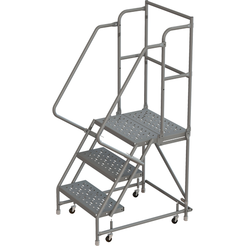 Deep Top Step Rolling Ladder, 3 Steps, 16" Step Width, 30" Platform Height, Steel Fastek