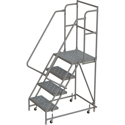 Deep Top Step Rolling Ladder, 4 Steps, 16" Step Width, 40" Platform Height, Steel Fastek