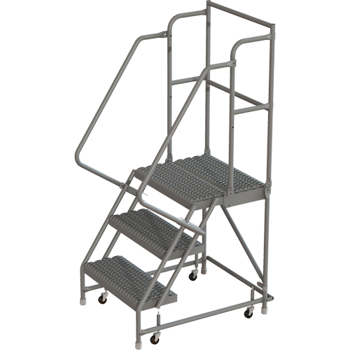 Deep Top Step Rolling Ladder, 3 Steps, 24" Step Width, 30" Platform Height, Steel Fastek