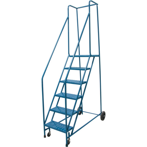Rolling Step Ladder, 6 Steps, 18" Step Width, 55" Platform Height, Steel Fastek