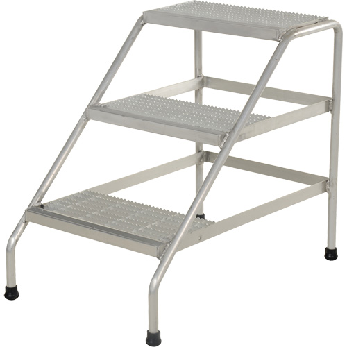 Aluminum Step Stand, 3 Step(s), 22-13/16" W x 34-9/16" L x 30" H, 500 lbs. Capacity Fastek