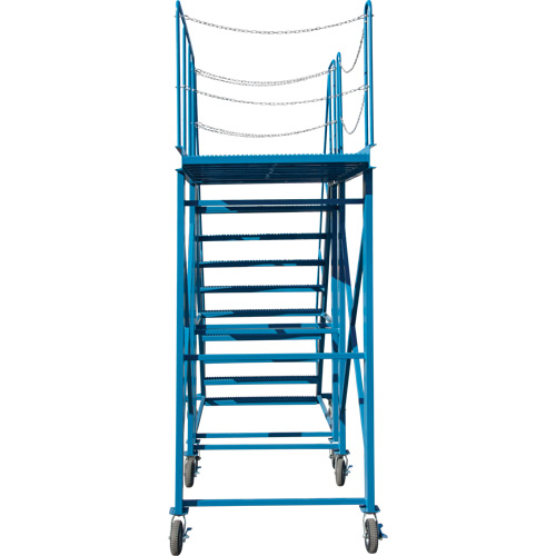 Snow Ladder, Steel, 10 Steps, 99" H, 85-1/2" D, 48" Step, Serrated Fastek