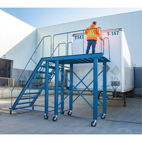 Snow Ladder, Steel, 10 Steps, 99" H, 85-1/2" D, 48" Step, Serrated Fastek