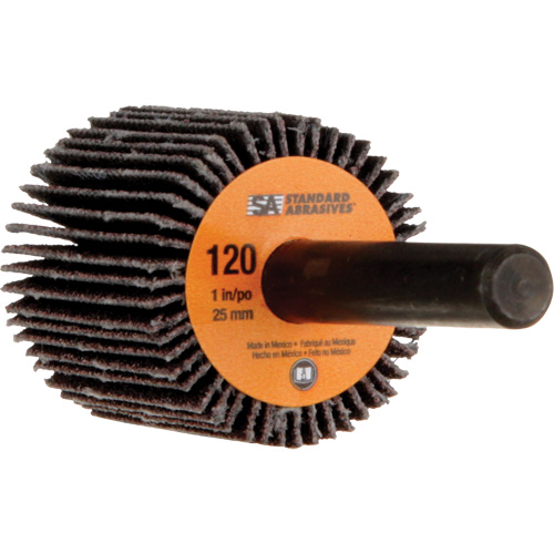 Standard Abrasives Flap Wheel, Aluminum Oxide, 120 Grit, 1" x 1" x 1/4" Fastek