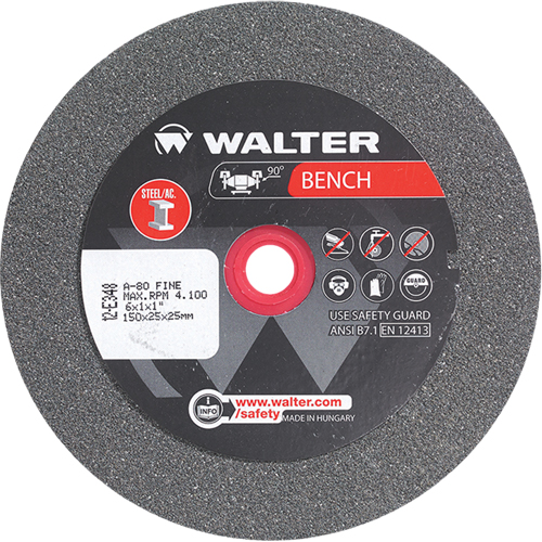 Bench Grinding Wheels, 6" x 1", 1" Arbor, 1 Fastek