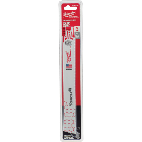 The Torch Sawzall&reg; Blades, Bi-Metal, 14 TPI, 9" L x 1" W Fastek