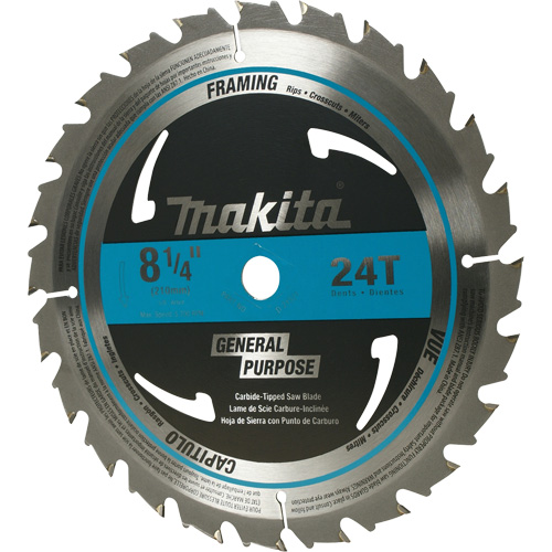 Carbide-Tipped Circular Framing Saw Blade, 8-1/4", 24 Teeth, Wood Use Fastek