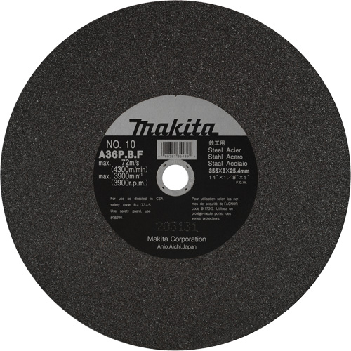 Meules pour la coupe des m&eacute;taux, 14" x 1/8", Arbre de 1", Oxyde d'aluminium, 3900 Tr/min Fastek