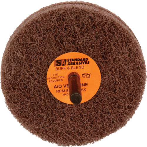 Meule de polissage et lissage Buff & Blend de 2 plis Standard Abrasives, 3" dia. x 2" la, Arbre 1/4", Oxyde d'aluminium Fastek